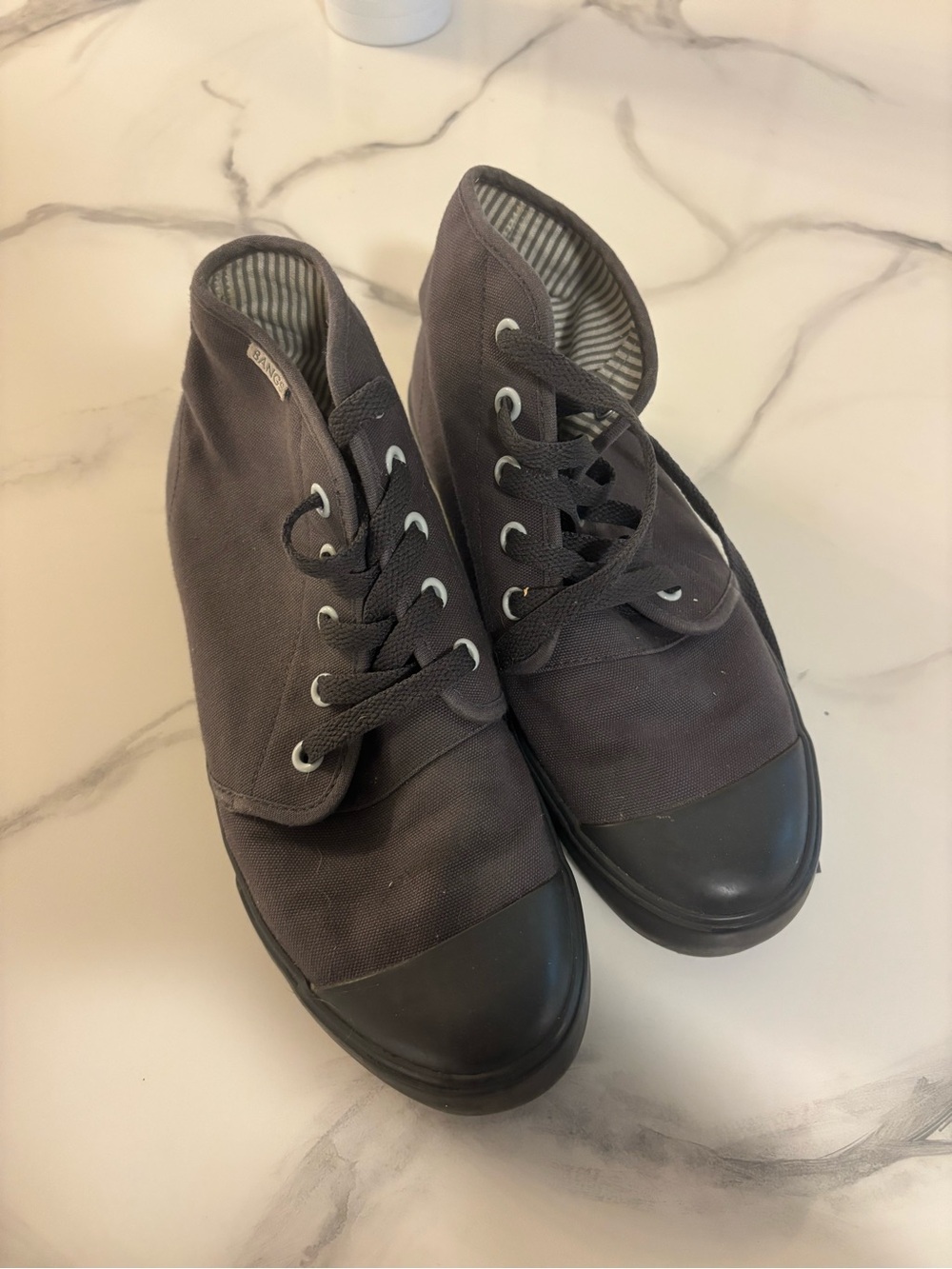 Women’s BANGS Gray Canvas High-Top Sneakers - Casual Lace-Up